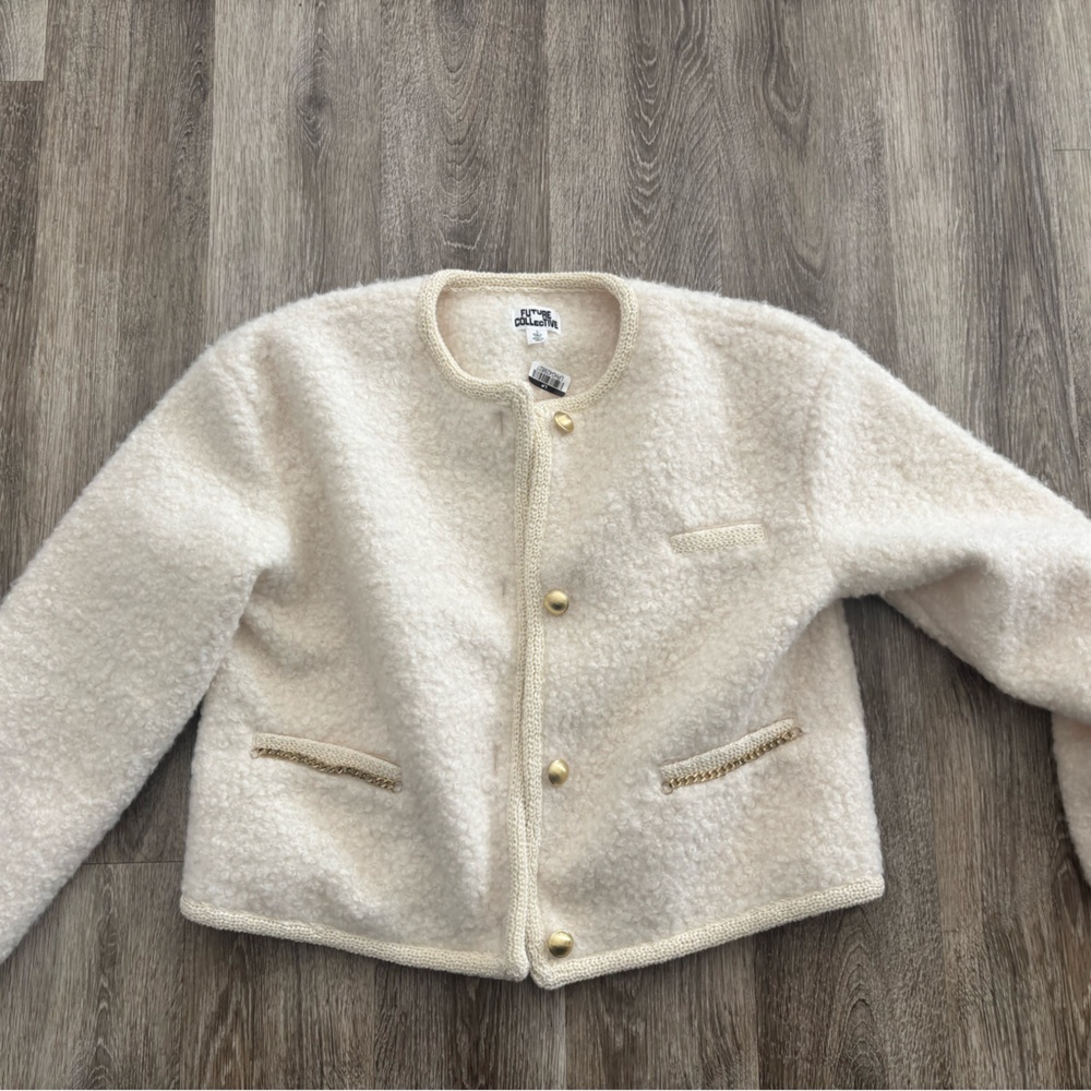 Cream Textured Button-Up Jacket